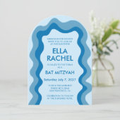 Wavy Lijst Arch Modern Custom QR Bar Bat Mitzvah Kaart (Staand voorkant)