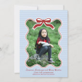 Wavy Lijst Bow Pinstripe Holiday Kaart Christmas (Voorkant)