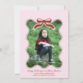Wavy Lijst Bow Pinstripe Holiday Kaart Christmas (Voorkant)
