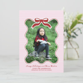 Wavy Lijst Bow Pinstripe Holiday Kaart Christmas