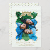 Wavy Lijst Bow Pinstripe Holiday Kaart Christmas (Voorkant / Achterkant)