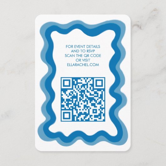 Wavy Lijst Chic Modern Custom QR Bar Bat Mitzvah Informatiekaartje (Voorkant)