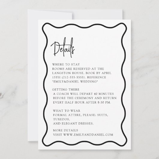 Wavy lijst, golvende rand, modern, de detailkaart save the date (Voorkant)