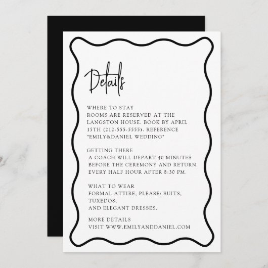 Wavy lijst, golvende rand, modern, de detailkaart save the date (Voorkant / Achterkant)