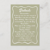 Wavy Lijst Hand getekend script Olive Green Informatiekaartje (Voorkant)