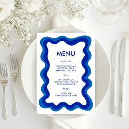 Wavy Lijst Modern Chic Blue Custom Bar Bat Mitzvah Menu