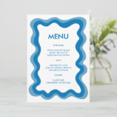 Wavy Lijst Modern Chic Blue Custom Bar Bat Mitzvah Menu (Staand voorkant)