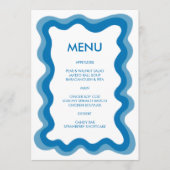 Wavy Lijst Modern Chic Blue Custom Bar Bat Mitzvah Menu (Voorkant)