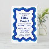 Wavy Lijst Modern Chic Custom Bar Bat Mitzvah Kaart (Staand voorkant)