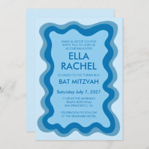 Wavy Lijst Modern Chic Custom Bar Bat Mitzvah Kaart