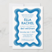 Wavy Lijst Modern Chic Custom Bar Bat Mitzvah Kaart (Voorkant)