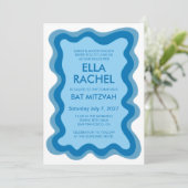 Wavy Lijst Modern Chic Custom Bar Bat Mitzvah Kaart (Staand voorkant)
