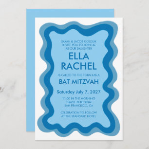 Wavy Lijst Modern Chic Custom Bar Bat Mitzvah Kaart