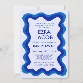 Wavy Lijst Modern Chic Custom Bar Bat Mitzvah Kaart