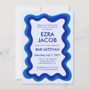 Wavy Lijst Modern Chic Custom Bar Bat Mitzvah Kaart
