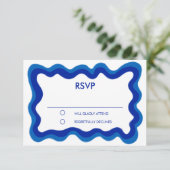 Wavy Lijst Modern Chic Custom Bar Bat Mitzvah RSVP Kaartje (Staand voorkant)
