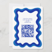 Wavy Lijst Modern Custom QR CODE Bar Bat Mitzvah Kaart (Achterkant)