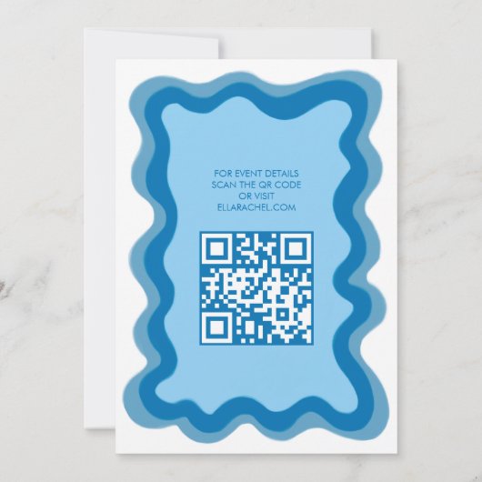 Wavy Lijst Modern Custom QR CODE Bar Bat Mitzvah Kaart (Achterkant)