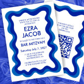 Wavy Lijst Modern Custom QR CODE Bar Bat Mitzvah Kaart