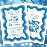 Wavy Lijst Modern Custom QR CODE Bar Bat Mitzvah Kaart<br><div class="desc">Perfecte kaart om een bat mitswa, bar mitswa of andere Joodse viering aan te kondigen! Hand gemaakt golvend lijst voor u aan de voorzijde! VOLLEDIG ! Klik hierboven op "Personaliseer" om de tekst te bewerken en uw link toe te voegen aan de qr-code. Klik op "bewerken met het ontwerpgereedschap" om...</div>