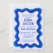 Wavy Lijst Modern Custom QR CODE Bar Bat Mitzvah Kaart (Voorkant)