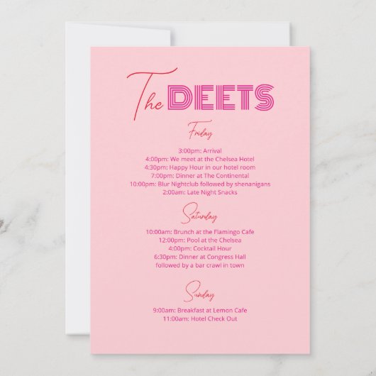 Wavy Lijst Retro Bachelorette Weekend Kaart (Achterkant)