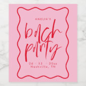 Wavy Lijst rood en roze vrijgezellenwijn gunst Wijn Etiket (Enkel label)