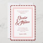 Wavy Lijst Roze & Rode Retro Speelse Eigenzinnige Kaart (Voorkant)