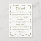 Wavy Lijst Script Wit Licht Olijfgroen Informatiekaartje (Voorkant)