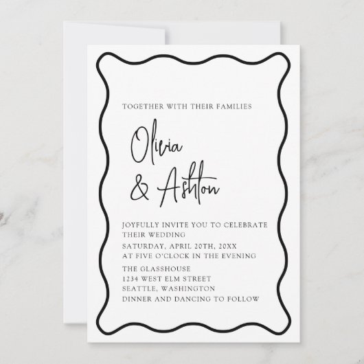 Wavy lijst, Wavy Border, Uitnodiging voor een brui (Voorkant)