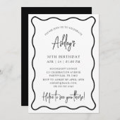 Wavy lijst, Wavy Border, Uitnodiging voor verjaard (Voorkant / Achterkant)