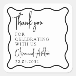 Wavy lijst, Wavy grens, bruiloft Dank U Sticker