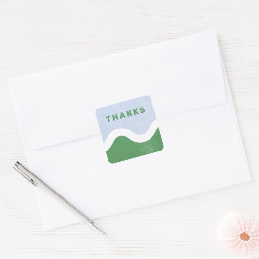 Wavy Line Bedankt Envelop Zegel - Groen (Envelop)