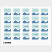 Wavy Line Bedankt Envelope Seal - Blauw Vierkante Sticker (Vel)