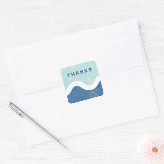 Wavy Line Bedankt Envelope Seal - Blauw Vierkante Sticker (Envelop)