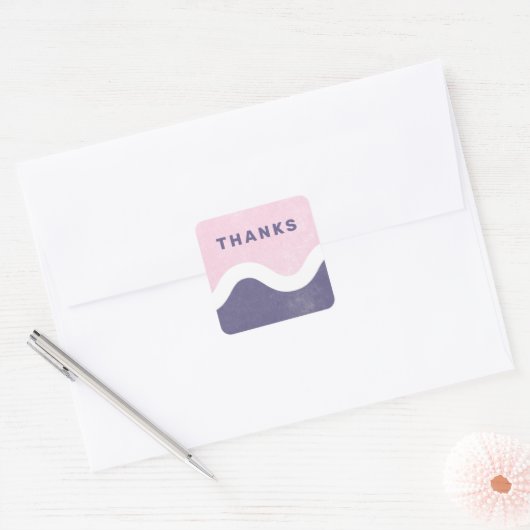 Wavy Line Bedankt Envelope Seal - Paarse Vierkante Sticker (Envelop)