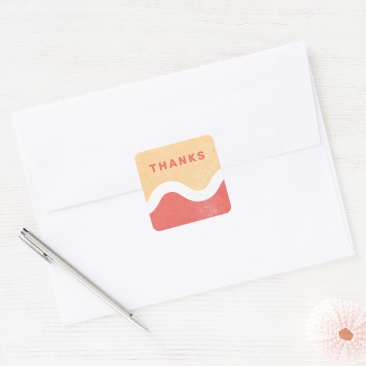 Wavy Line Bedankt Envelope Seal - Rood Vierkante Sticker (Envelop)