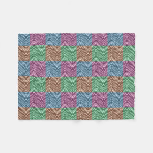 Wavy Line Pattern - Blue/Brown/Green/Paars Fleece Deken (Voorkant (Horizontaal))