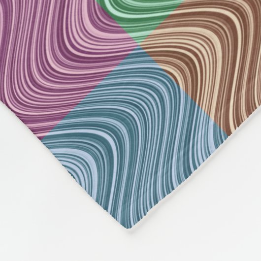 Wavy Line Pattern - Blue/Brown/Green/Paars Fleece Deken (Hoek)