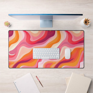 Wavy Lines Abstract Pattern Pink Retro Bureaumat