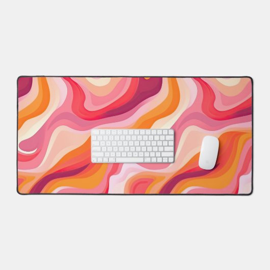 Wavy Lines Abstract Pattern Pink Retro Bureaumat (Keyboard & Muis)
