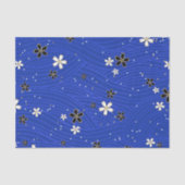  Wavy lines, adorned with black and white flowers Tissuepapier (Voorkant)