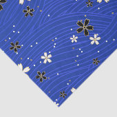  Wavy lines, adorned with black and white flowers Tissuepapier (Detail)