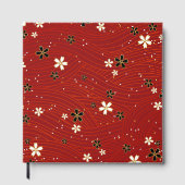 Wavy lines, adorned with black & white flowers gastenboek (Voorkant)