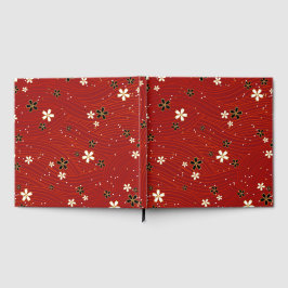 Wavy lines, adorned with black & white flowers gastenboek