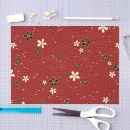 Wavy lines, adorned with black & white flowers tissuepapier