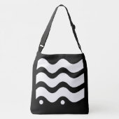 Wavy Lines Black en White Design Crossbody Tas (Achterkant)