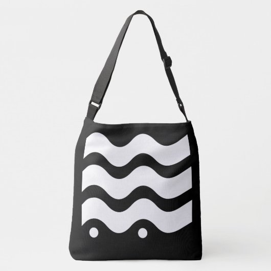 Wavy Lines Black en White Design Crossbody Tas (Achterkant)