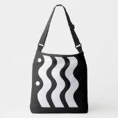 Wavy Lines Black en White Design Crossbody Tas (Voorkant)