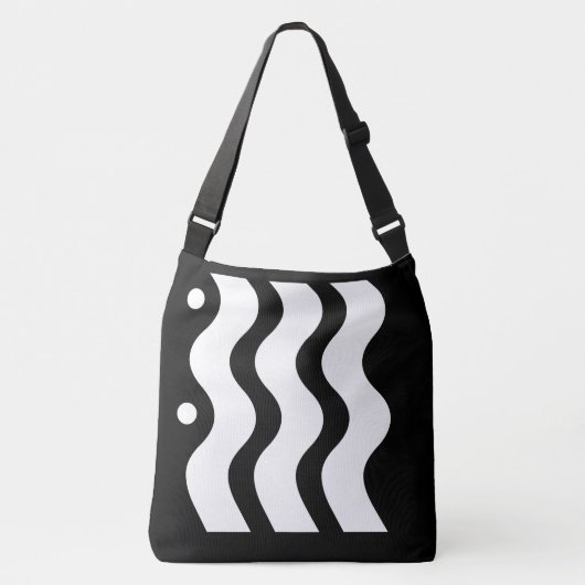 Wavy Lines Black en White Design Crossbody Tas (Voorkant)